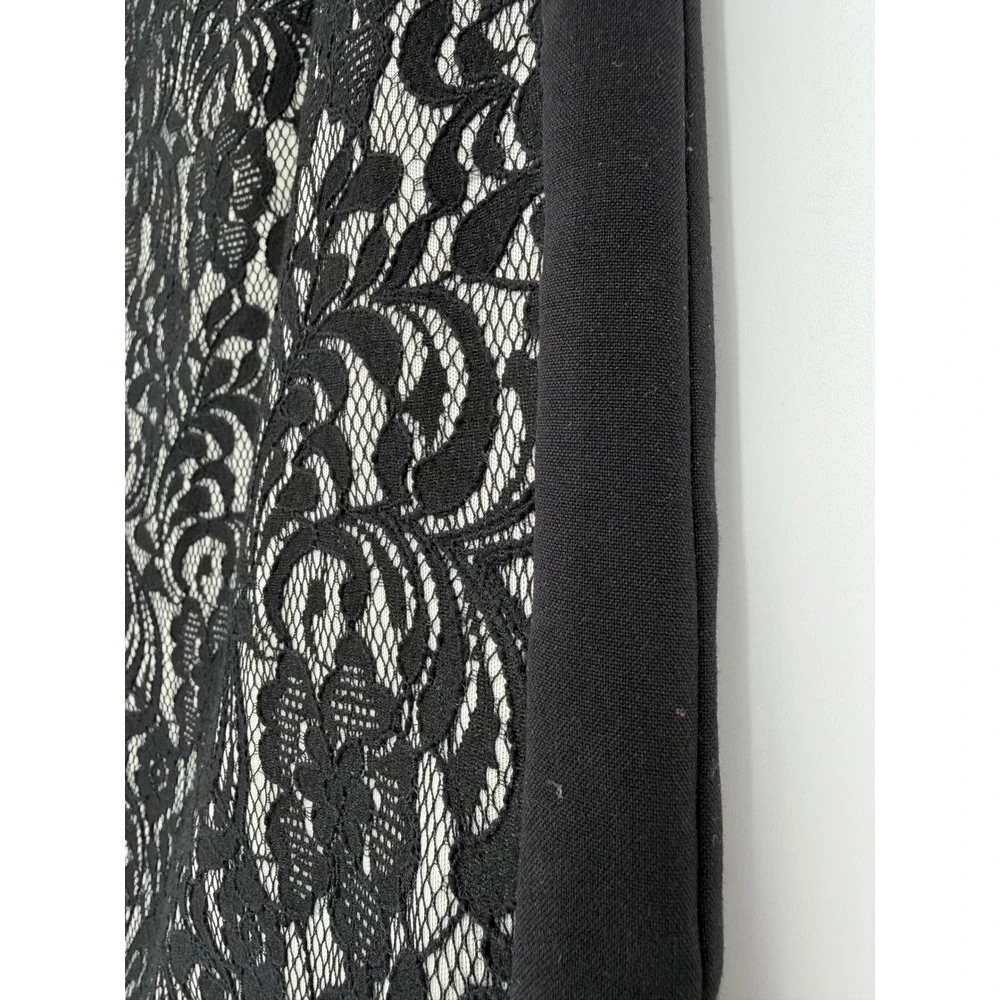 Worthington Womens Black Floral Lace Pencil Skirt Side Panel Size 12 Knee Length